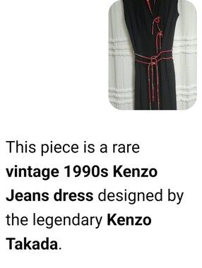 Vtg 90's Kenzo Jeans Cheongsam Qipao Midi Dress Black Red Floral Print Archival
